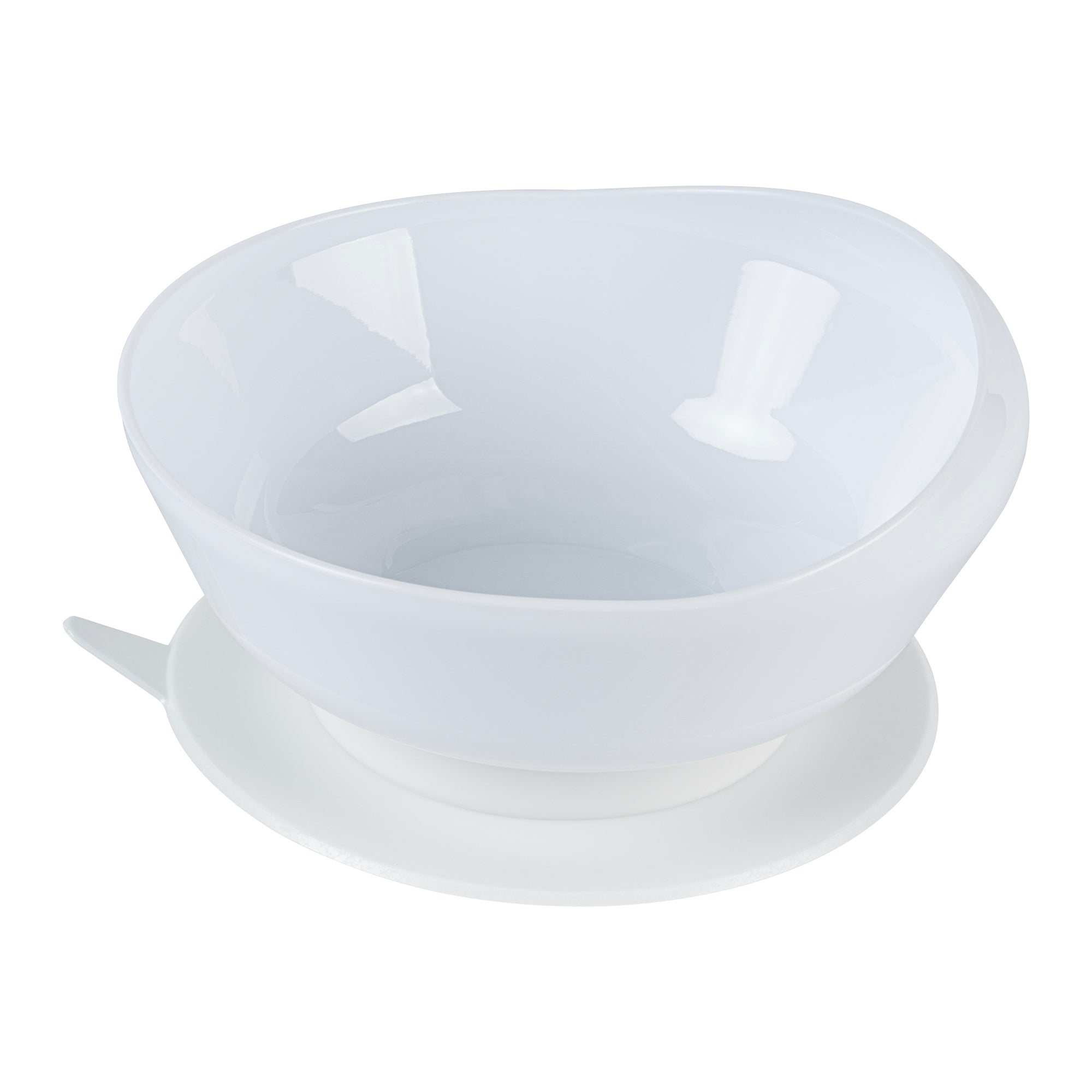 **Adapt Tek 19 oz Round White Plastic Scoop Bowl – Spill-Proof with Suction Base, 5.75