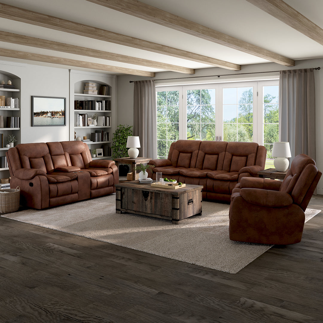 Morello Manual Reclining Loveseat with Console - Comfortable 2-Seater Recliner Sofa with Cup Holders - Perfect for Living Room, Home Theater & Small Spaces