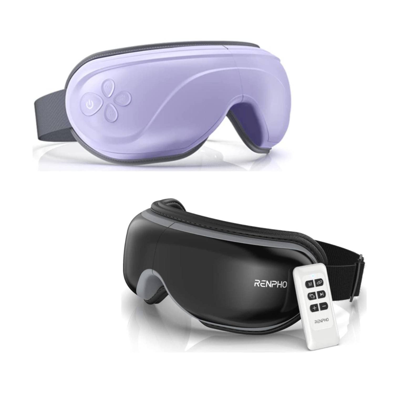 RENPHO Eye Massager with Heat - Purple & Black Eye Relaxation Device for Stress Relief, Headache & Sleep Aid - Perfect for Home, Office & Travel Use