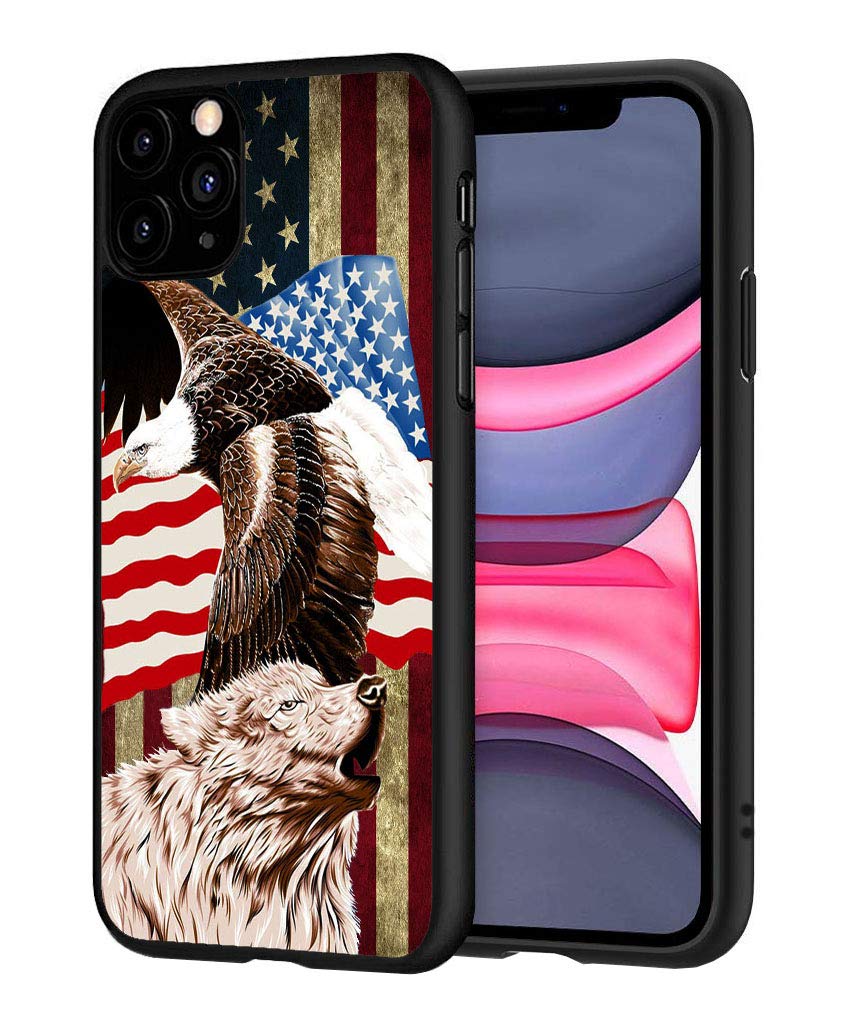 Premium Slim Anti-Scratch Shock-Absorbent Silicone Case for iPhone 11 Pro Max (6.5 inch, 2019) - Patriotic American Flag with Bald Eagle & Polar Bear Design | Durable Protection for Everyday Use, Travel & Outdoor Activities