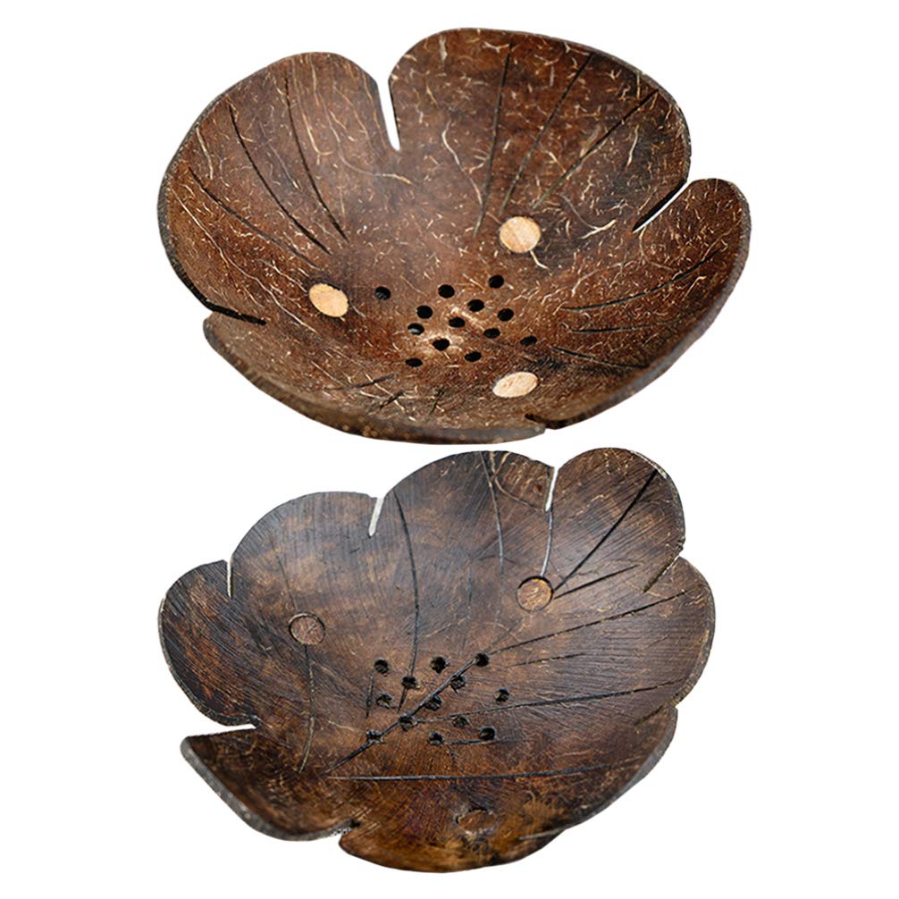 Amosfun 2PCS Natural Coconut Shell Bowls - Eco-Friendly Serving Dishes for Easter, Wedding, Party Candy, Nuts, Jewelry & Keychain Storage - Perfect for Home Decor and Kitchen Use