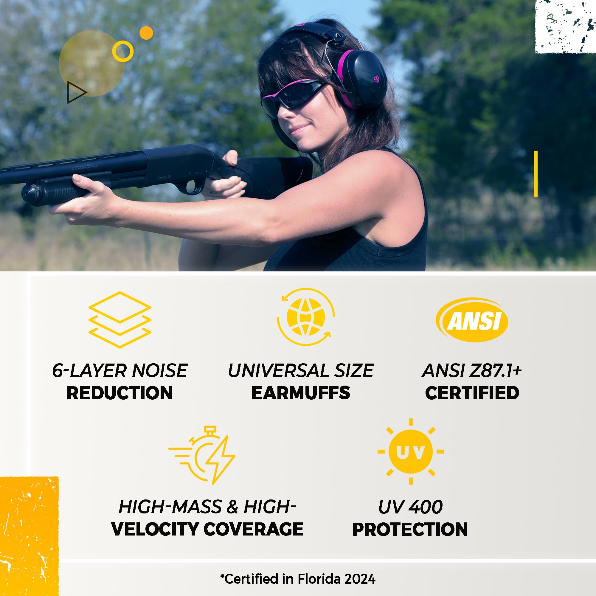 TradeSmart All-in-One Shooting Ear Protection - NRR 28 Safety Earmuffs with Anti-Fog Glasses & Noise Cancelling Earplugs + Portable Carry Case for Hunting, Range Shooting & Outdoor Sports