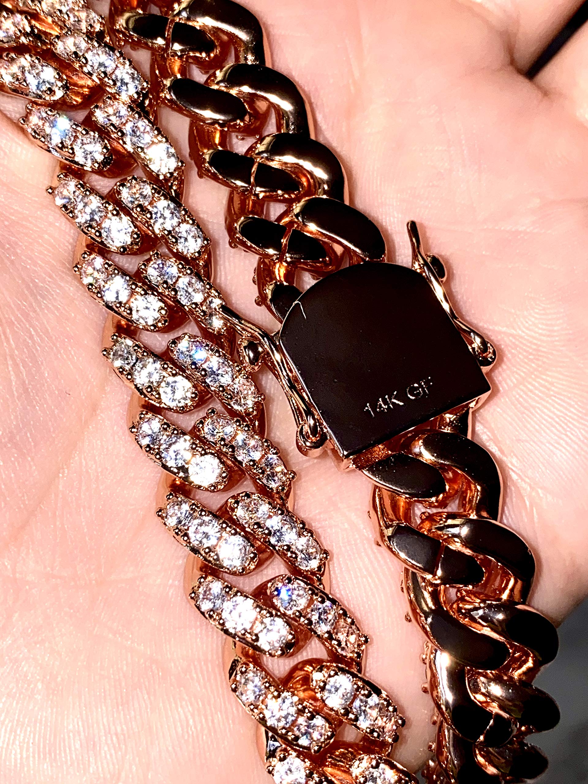 14K Rose Gold Miami Cuban Chain Necklace 12mm 20