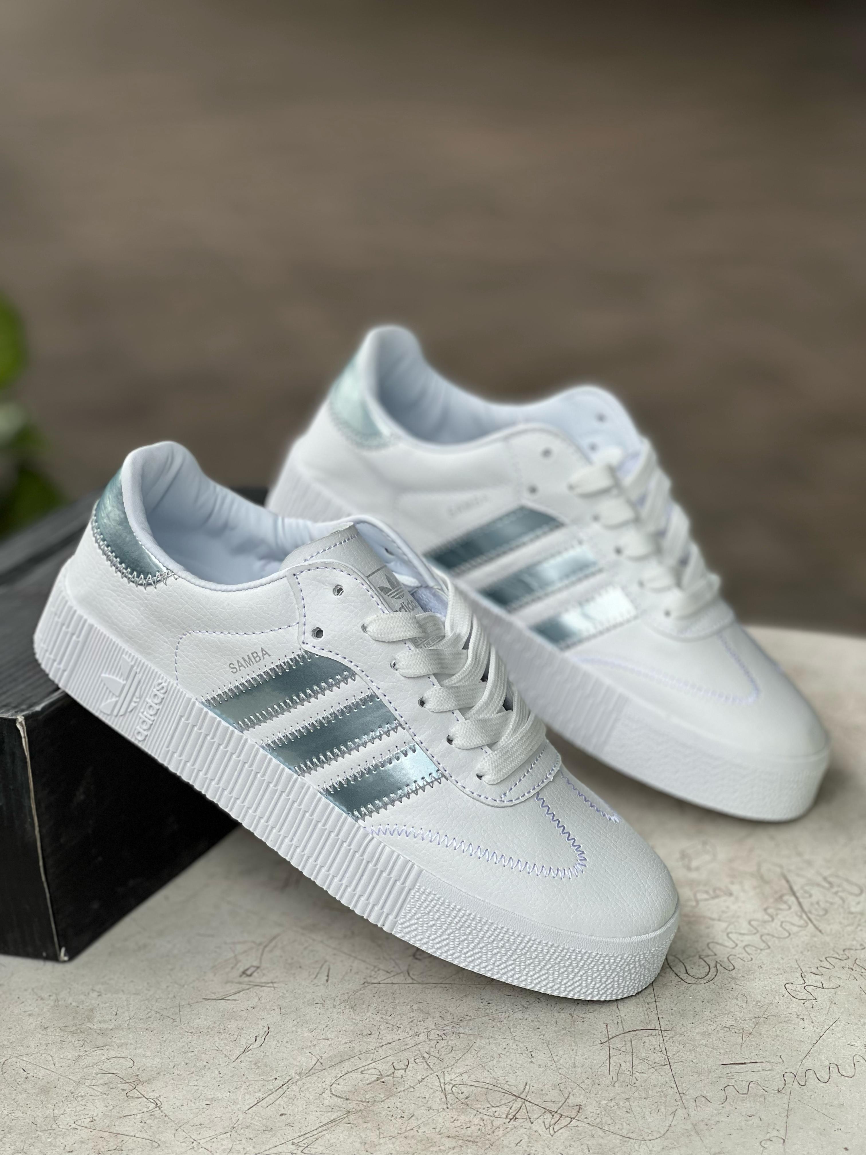 Adidas Samba Sneakers - White & Silver Classic Leather Shoes for Men & Women | Perfect for Casual Wear, Street Style & Everyday Comfort