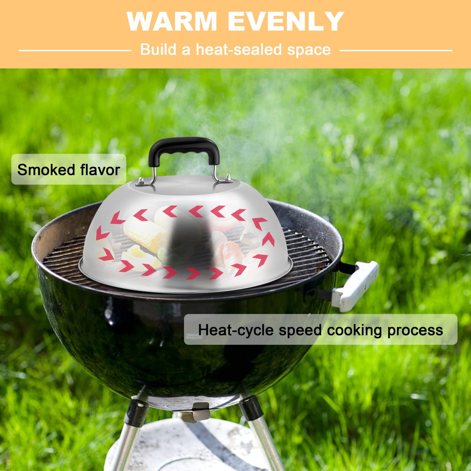 HaSteeL 12-inch Stainless Steel Melting Dome Set of 2 - Large Basting & Steaming Cover for Griddle, Grill, Teppanyaki & Flat Top - Perfect for BBQ, Cheese Melting, Burgers & Vegetables - Indoor/Outdoor Use - Heavy Duty & Dishwasher Safe - Ideal for Restaurants, Food Trucks & Backyard Cooking