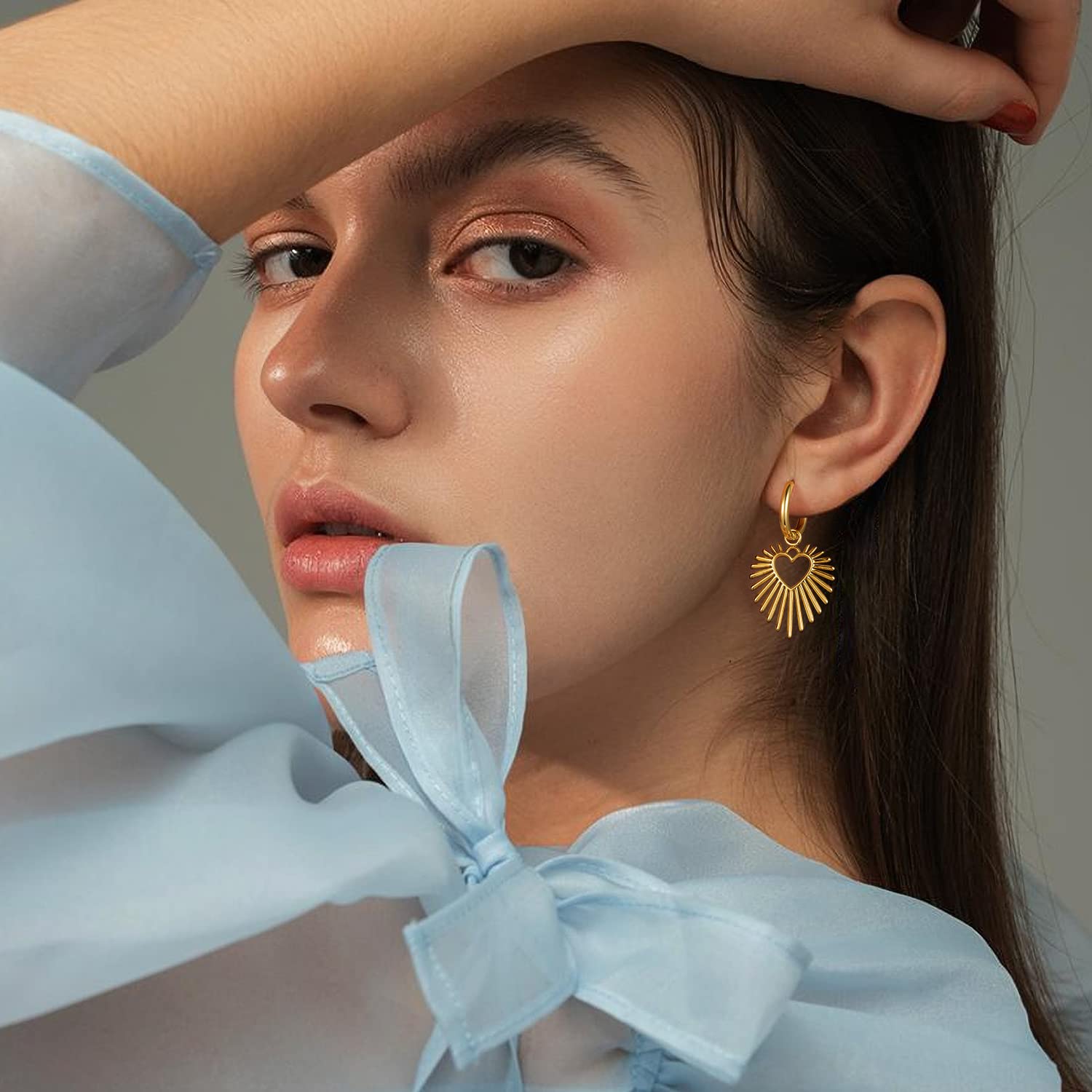 14K Gold Plated Heart Drop Earrings for Women - Trendy Dainty Dangle Earrings, Sparkling Valentine's Day Gift for Her - Perfect for Date Night, Anniversary & Special Occasions