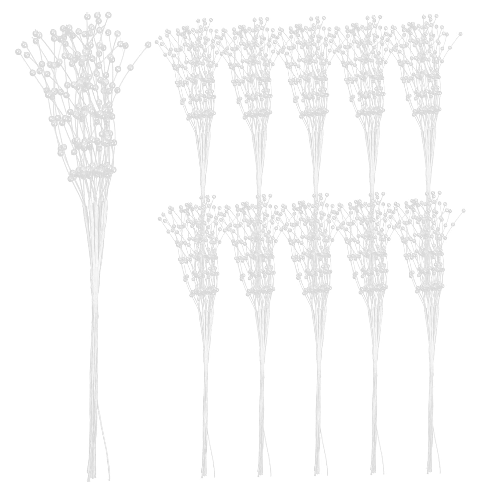 100pcs Artificial Pearl Flower Stems - Beaded Pearl Sticks for Wedding Bouquets, Vase Fillers, Home Decor & DIY Crafts | Elegant Pearl Beaded Jewelry Stems for Centerpieces, Bridal Showers & Party Decorations