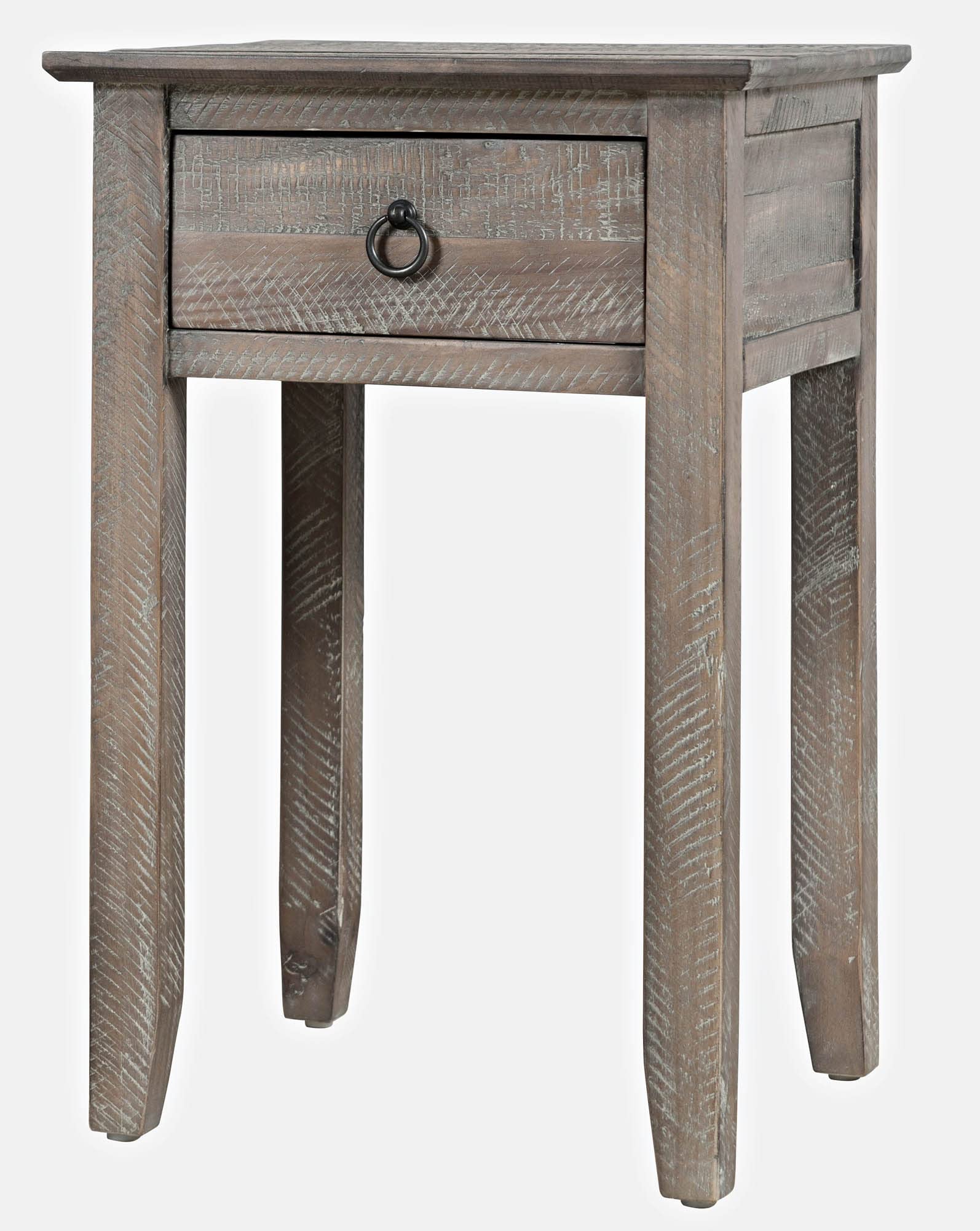 Jofran Devon Farmhouse Distressed Solid Pine End Table with Storage Shelf, Grey Wash - Perfect for Living Room, Bedroom, or Entryway Decor