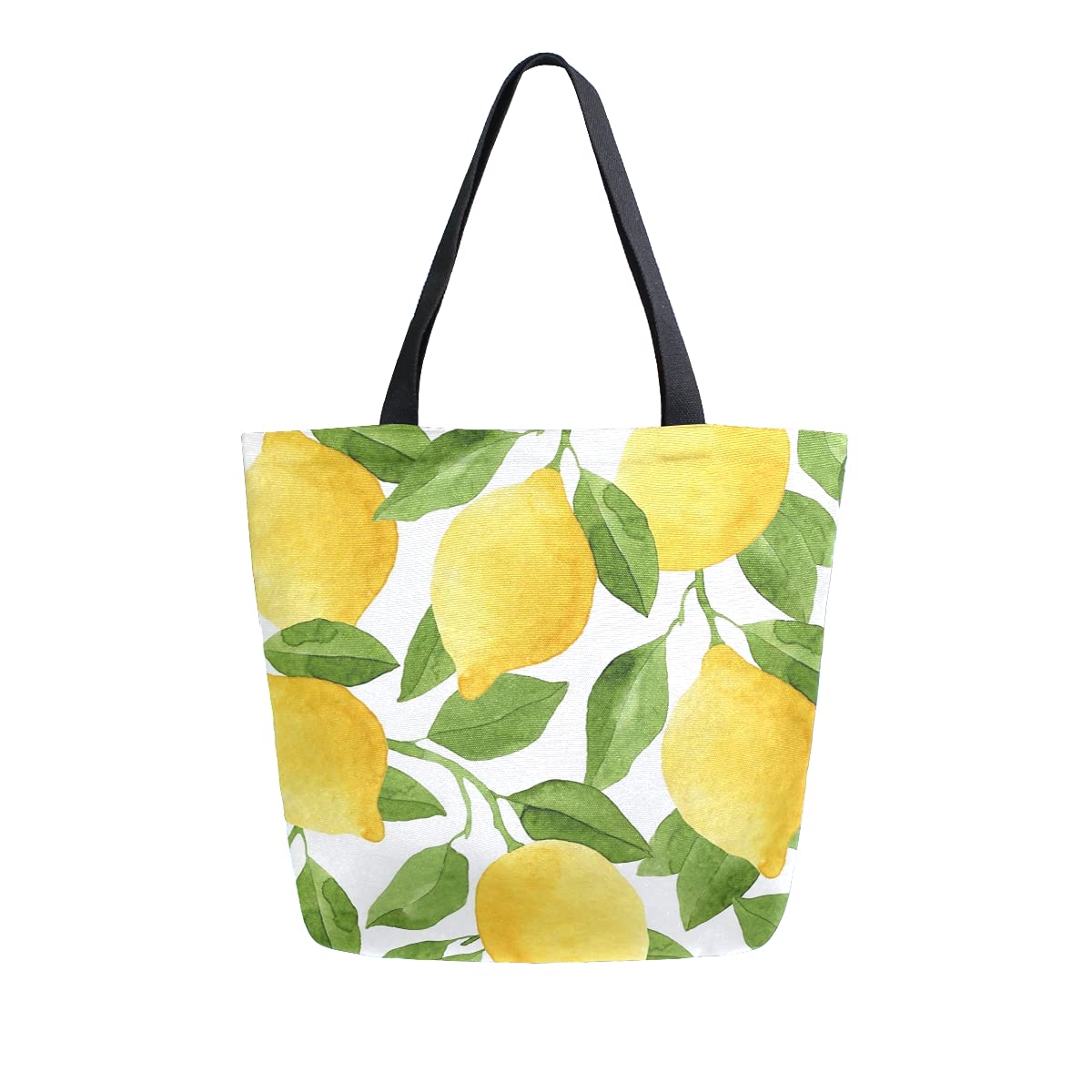 SUABO Large Lemon Print Canvas Tote Bag for Women - Reusable Casual Shoulder Handbag, Eco-Friendly Grocery Shopping Bag for Beach, Market & Daily Use