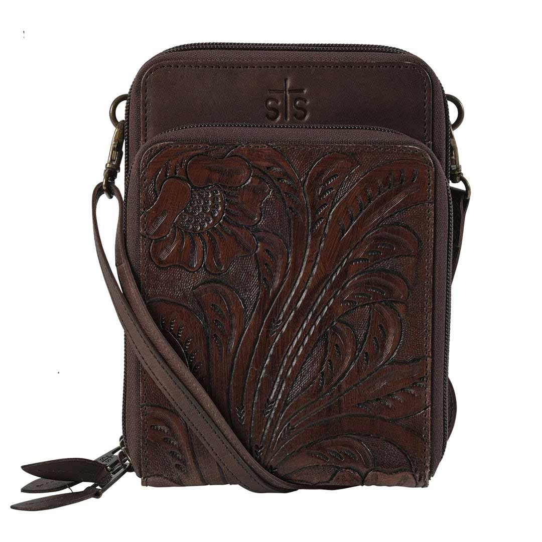 STS Ranchwear Women's Westward Jessie Chocolate Leather Crossbody Bag - Stylish Western Purse for Everyday Use, Travel & Country Events