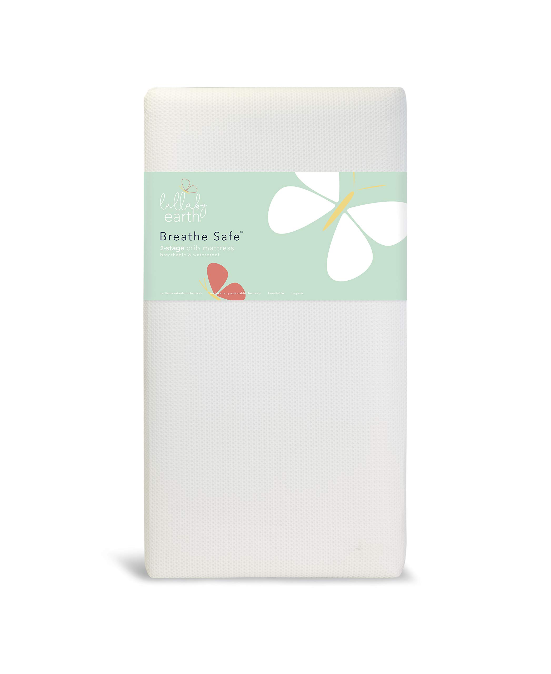 Lullaby Earth Breathe Safe 2-Stage Breathable Crib Mattress - Chemical-Free, Dual Firmness Baby Mattress with Washable Cover | Organic & Hypoallergenic | Perfect for Newborns & Toddlers | Safe Sleep Solution for Nursery & Daycare