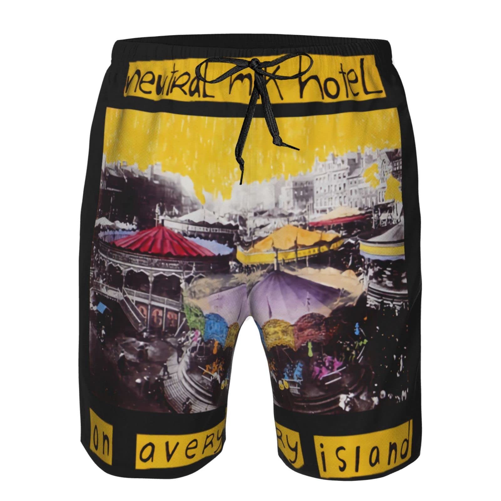 Neutral Milk Hotel On Avery Island Boys Swim Trunks - Quick Dry Beach Board Shorts with Mesh Lining for Swimming, Surfing & Summer Activities