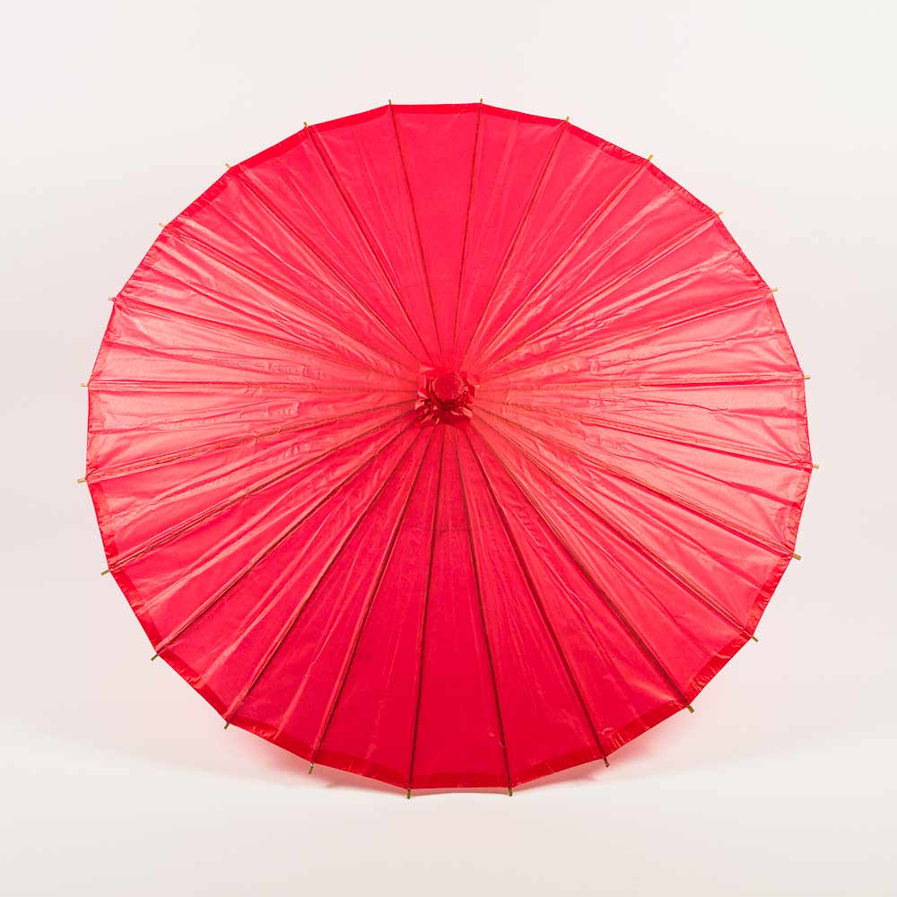 32 Inch Red Paper Parasol Umbrella with Elegant Handle - Traditional Chinese Style Sun Shade for Outdoor Weddings, Tea Parties & Photo Shoots