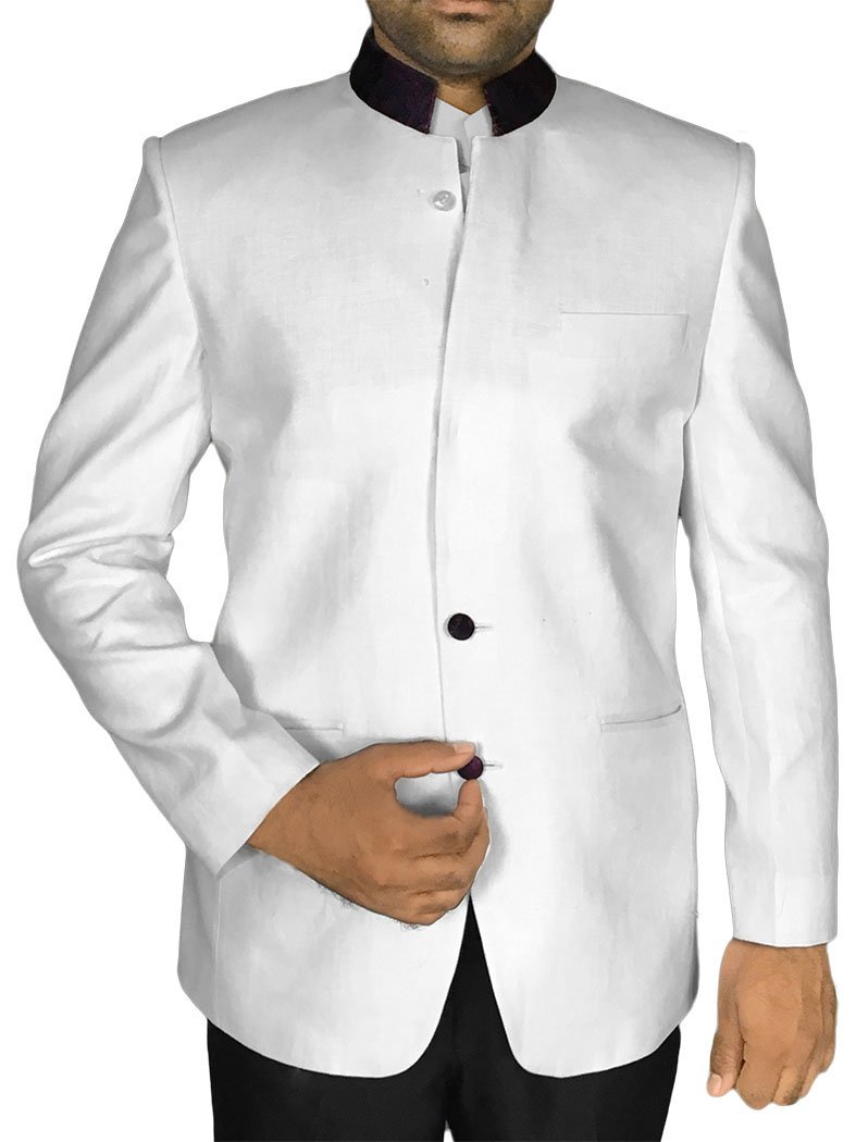 INMONARCH Men's White Nehru Jacket for Party Wear | Two Button Formal Jacket NJ0135 | Perfect for Weddings, Festivals & Special Occasions