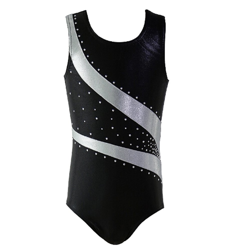 Shiny Stripes Metallic Athletic Ballet Dance Tank Leotard for Girls - Perfect for Gymnastics, Dance Practice & Performance Outfits