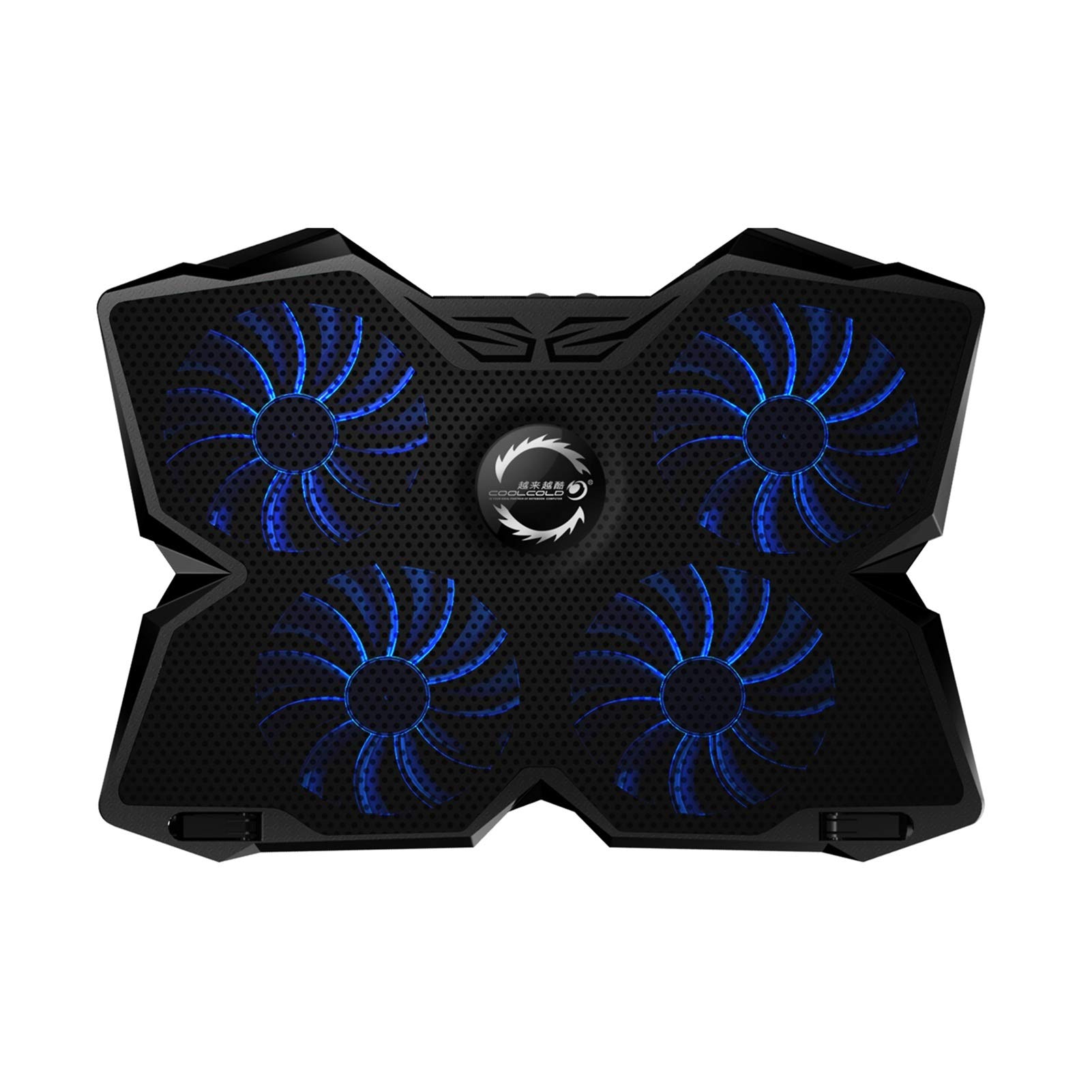 Blue & Black USB Laptop Cooling Pad with LED Light - 17 Inch Notebook Cooler for PC, CPU & Gaming Laptops - Portable Cooling Fan for Home, Office & Gaming Setup