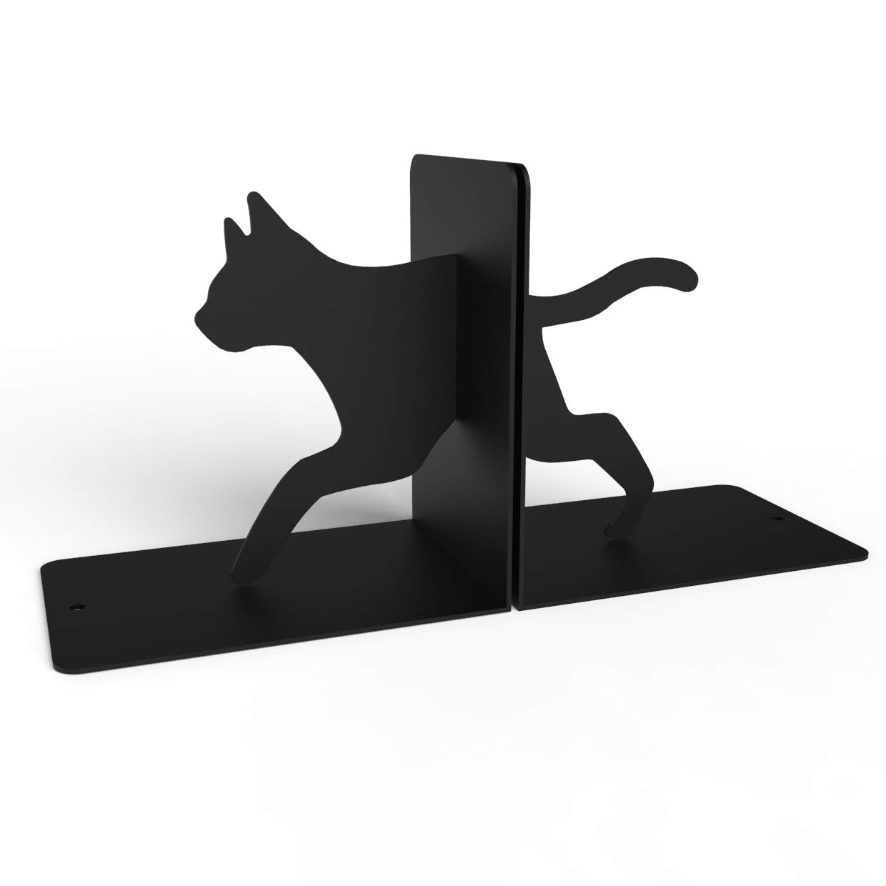 ESGO Cat Bookend - Heavy Duty Book Holder & Book Stand for Shelves (18x12x18cm, Black) - Perfect for Home Office, Library & Kids Room Organization