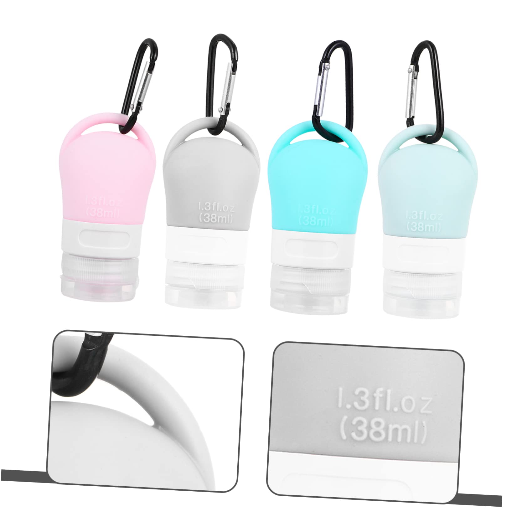 4pcs Clear Silicone Travel Bottles for Toiletries - Leak-Proof Cosmetic Dispensers, Shower Gel & Lotion Containers - Perfect for Air Travel, Gym, Camping & Daily Use (Keychain Included)