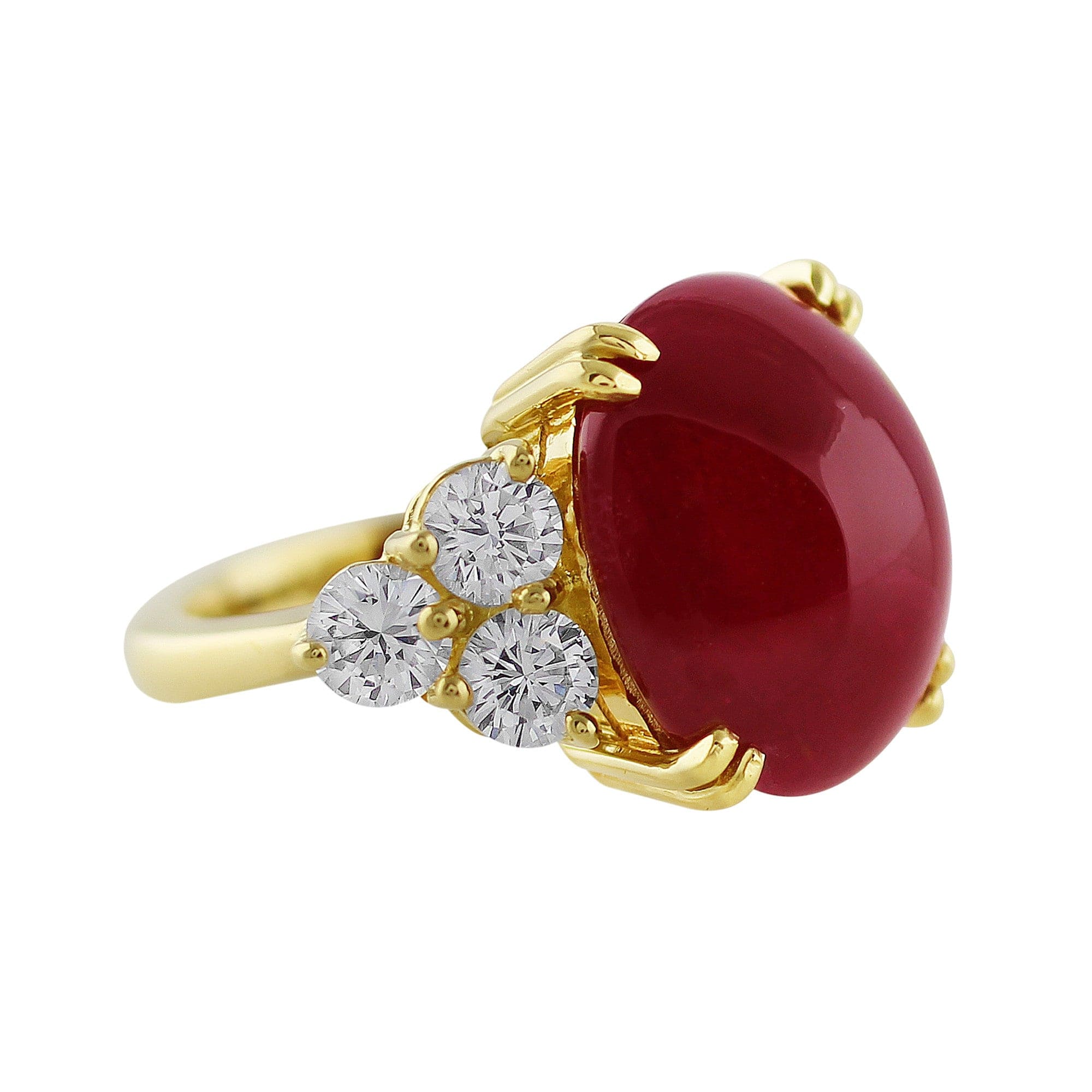 15ct Genuine Cabochon Ruby Ring for Women - Elegant Handmade Jewelry for Weddings, Anniversaries & Special Occasions