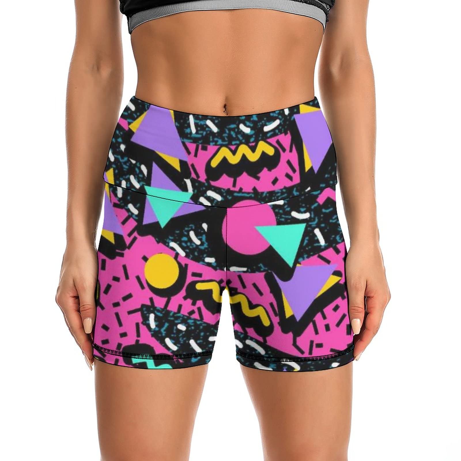 80s & 90s Retro Biker Shorts for Women - High Waist Spandex Workout Yoga Compression Shorts - Vintage 1980s 1990s Party & Fitness Wear - Perfect for Dance, Gym, and Casual Outfits