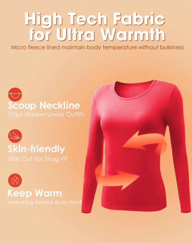 Subuteay Women's Thermal Underwear Set - Fleece Lined Long Johns Base Layer & Pajamas for Cold Weather | Winter Workout, Skiing, Camping & Outdoor Activities