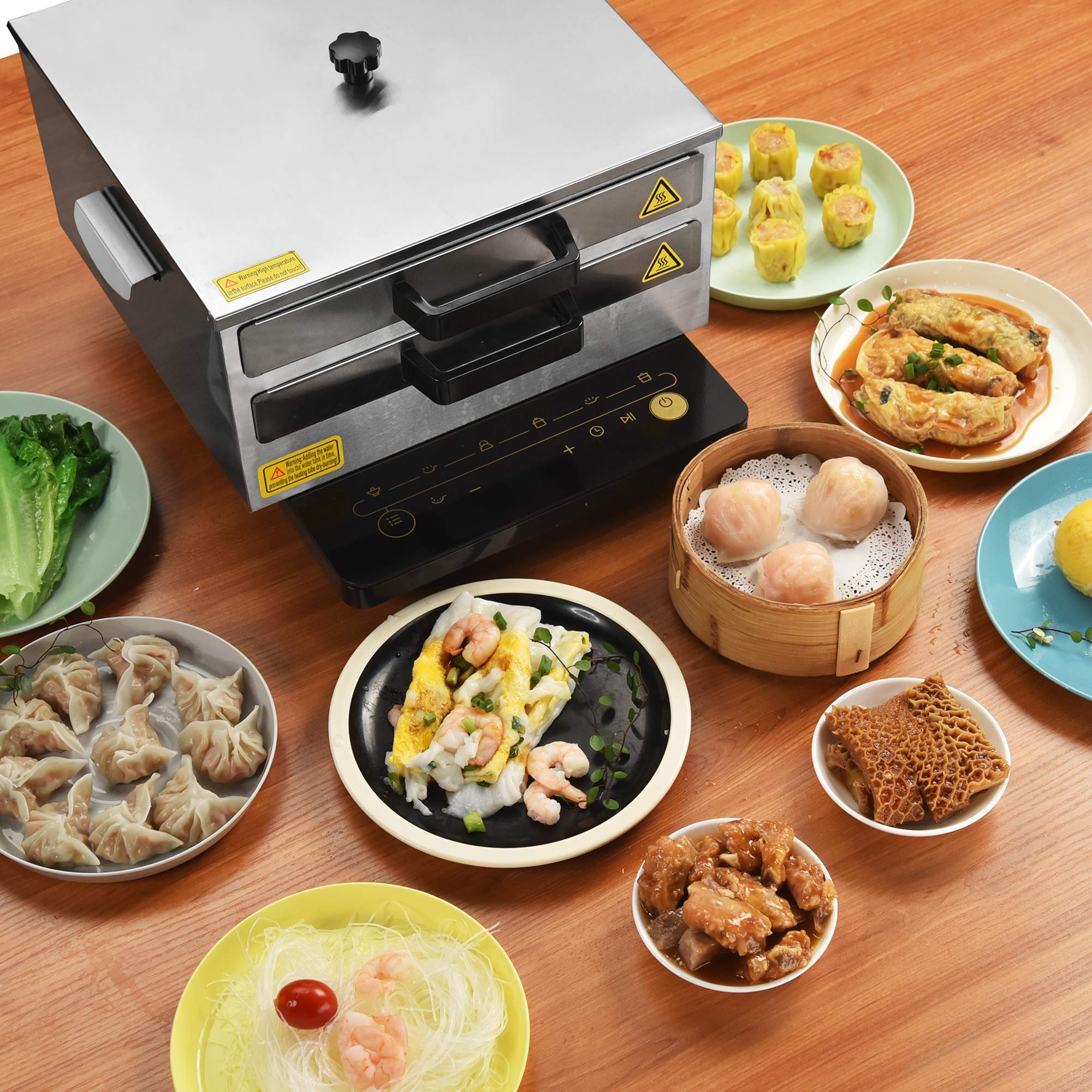Premium WeChef 2-Layer Rice Noodle Roll Steamer - Commercial & Home Cantonese Cheung Fun Maker with Stainless Steel Trays | Perfect for Dim Sum Restaurants, Asian Cuisine Lovers & Home Chefs