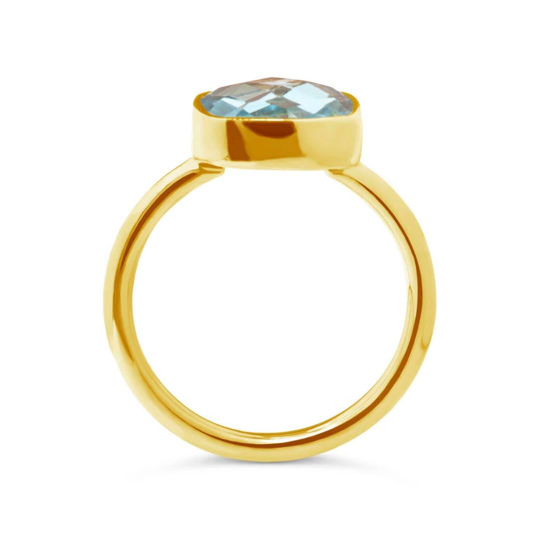 Blue Topaz Cocktail Ring in Rose Gold - Elegant Statement Jewelry for Evening Parties & Special Occasions