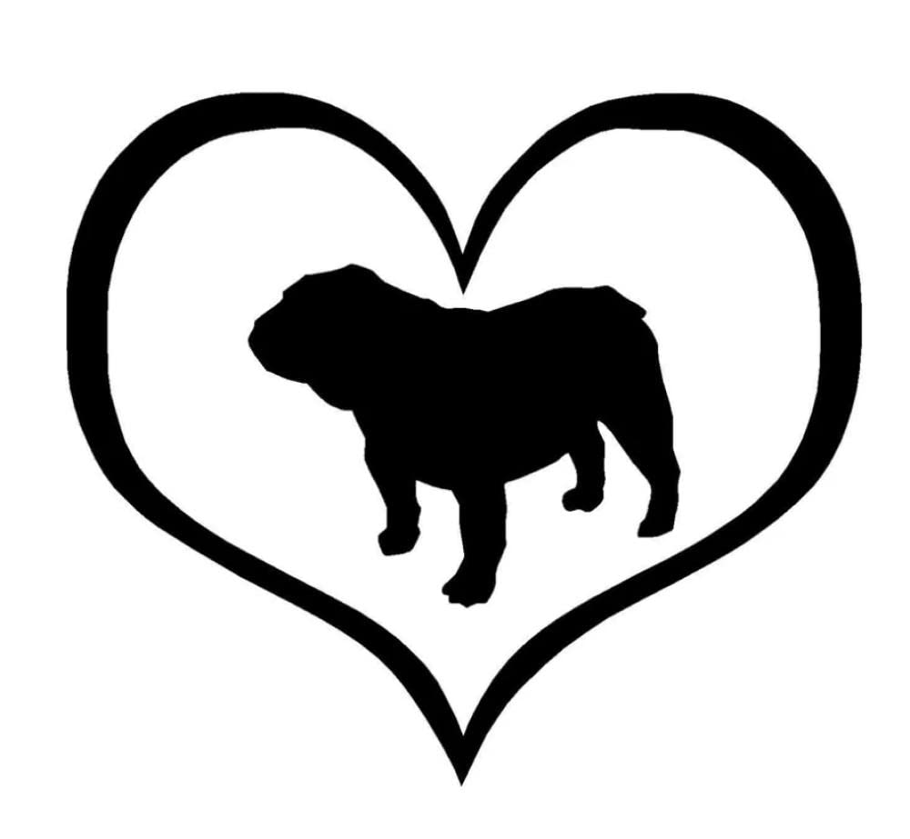 Funny American Bulldog Dog Heart Car Stickers - 10.9X9.5Cm Cute Window Decals for Cars, Trucks & SUVs - Waterproof Vinyl Decorative Accessories for Auto, Home & Office Use