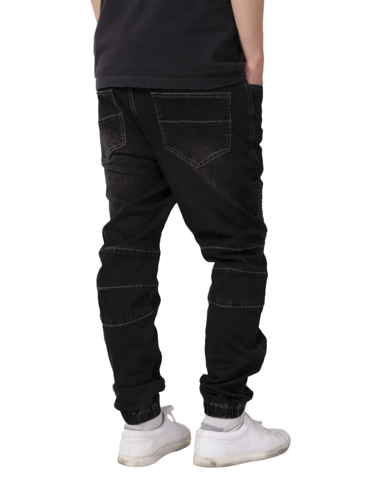 Allsense Men's Slim-Fit Acid Wash Biker Denim Jogger Pants - Stylish & Comfortable Casual Pants for Motorcycle Riding, Streetwear & Everyday Wear