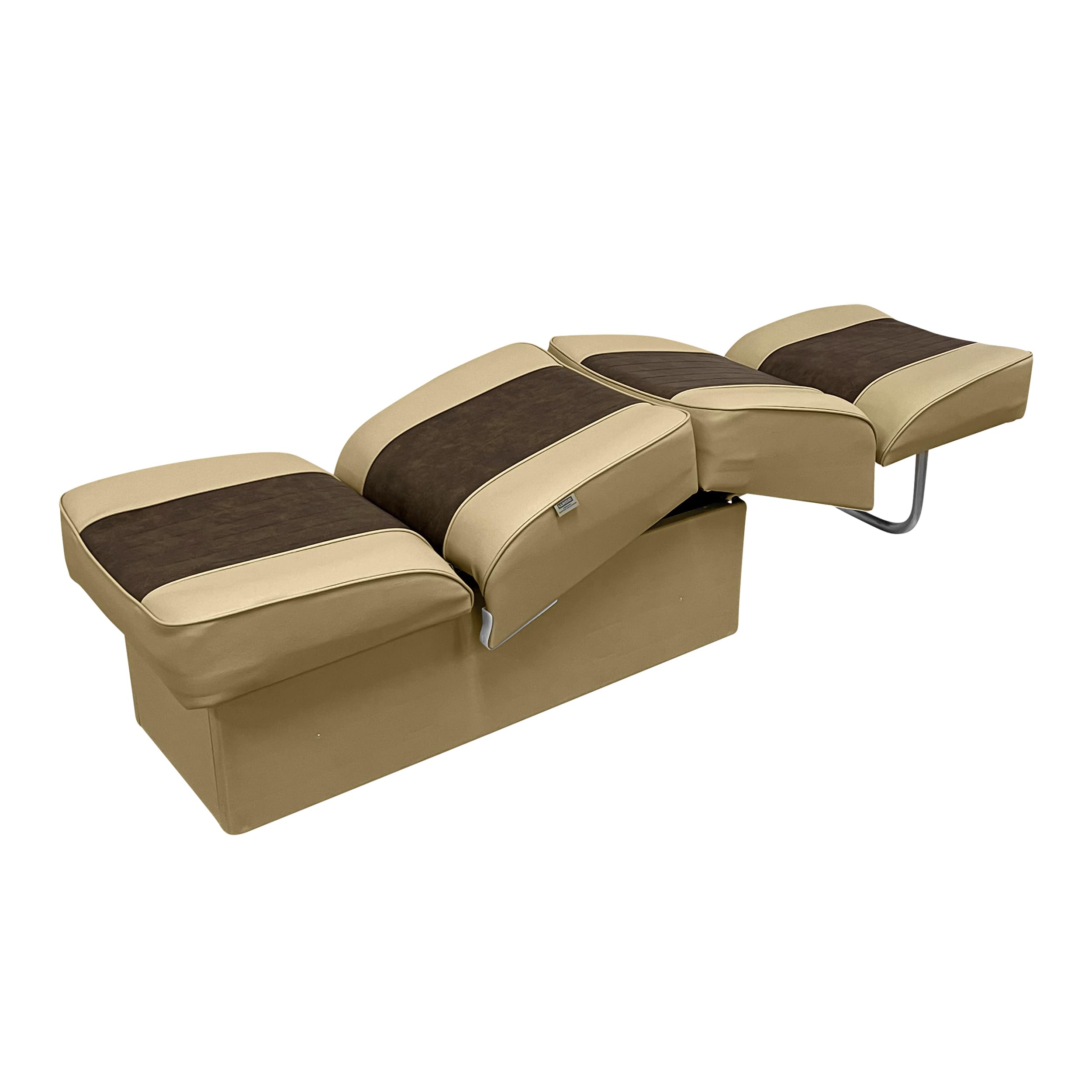 Wise 8WD707P-1-662 Deluxe Lounge Chair - Sand & Brown Upholstered Outdoor Patio Furniture for Poolside, Garden, and Deck Relaxation