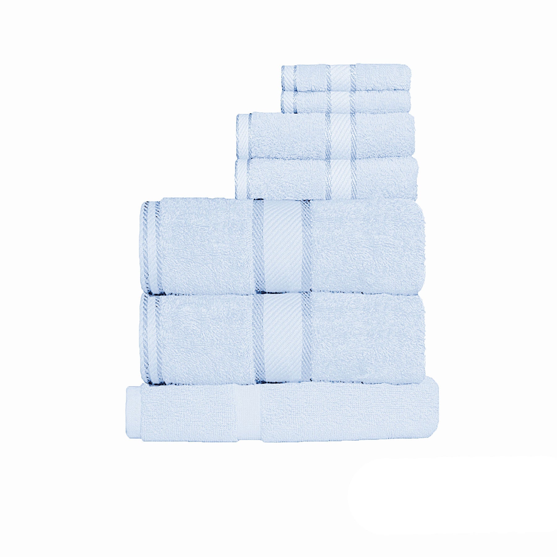 Premium 550gsm Cotton 7-Piece Towel Set in Baby Blue - Soft Bath Towels for Spa, Bathroom, and Luxury Home Decor