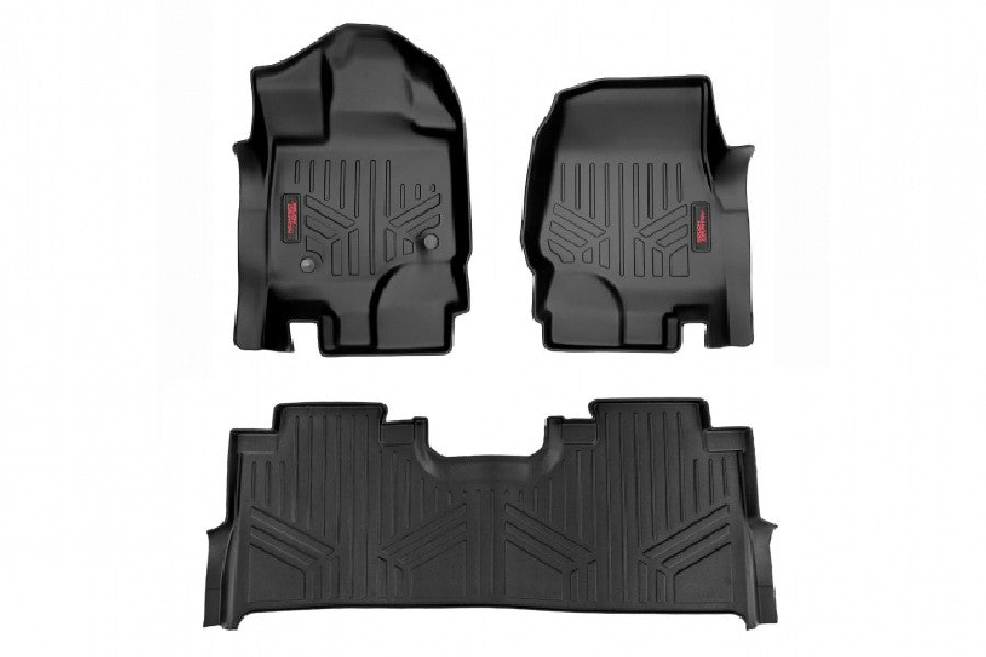 Durable Ford F-150 Rough Country All-Weather Floor Mats - Front & Rear Set for Trucks - Perfect for Off-Roading, Work & Everyday Driving