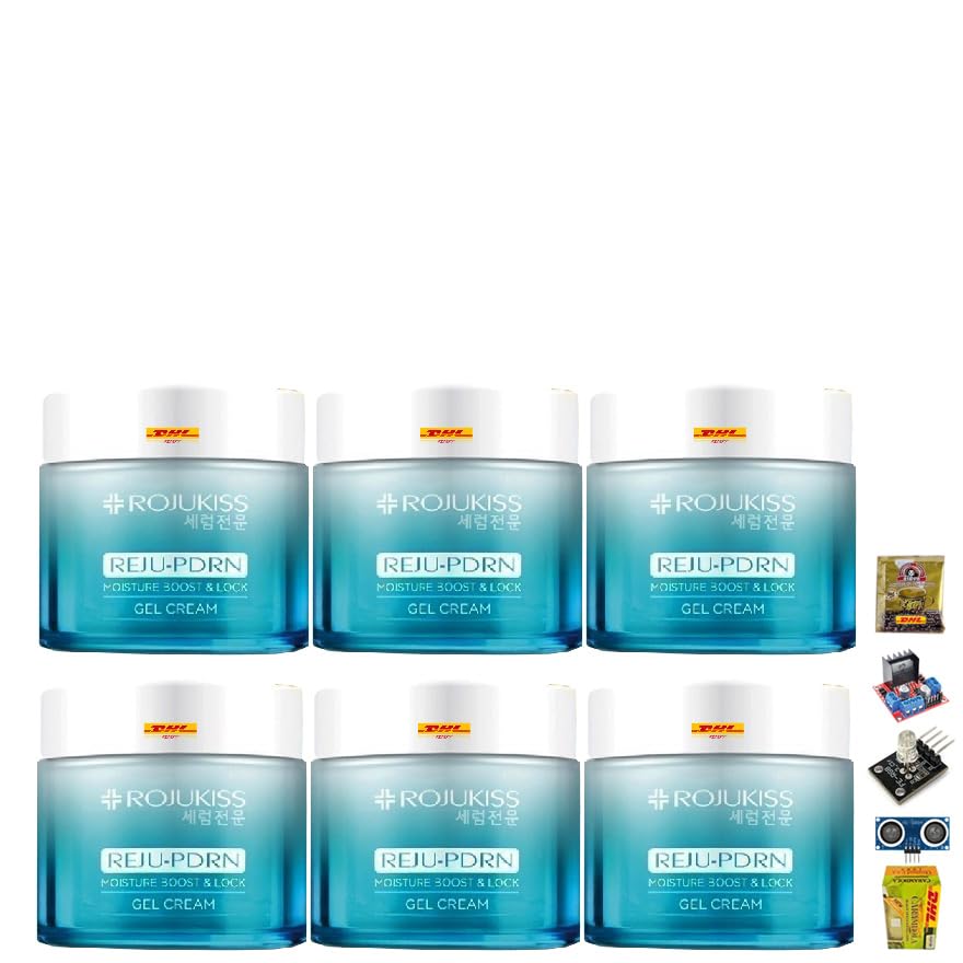REJU Moisture Boost & Lock Gel Cream - 50ml/Box (Set of 6) | Hydrating & Nourishing Face Cream for Smooth & Clear Skin | Perfect for Daily Skincare Routine & Travel | Free Beauty Gifts Included