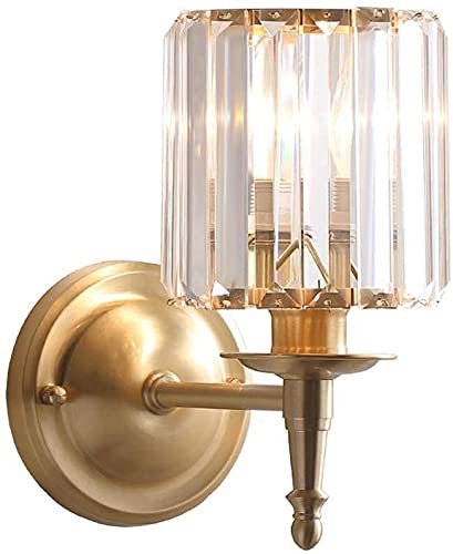 ZPTECH Vintage Brass Crystal Wall Sconce - E14 Candle Light Fixture for Bedroom, Living Room & Hallway Decor | Antique European Style Wall Lamp (1-Light)