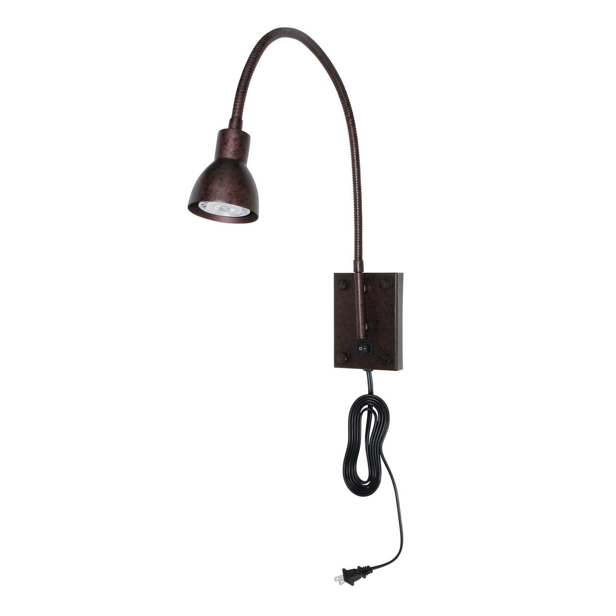 Benjara Bronze Metal Round Wall Reading Lamp with Plug-in Switch - Perfect for Bedroom, Living Room & Study Lighting