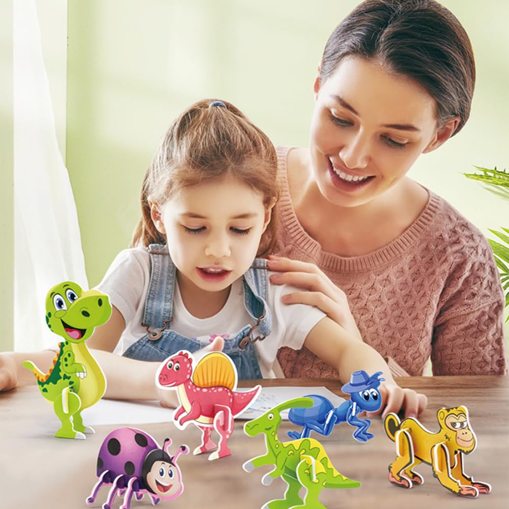 3D Puzzle Toys for Kids Ages 3+ | 48 Piece Cartoon Jigsaw Puzzle Set | Educational STEM Learning Toy for Boys & Girls | DIY Craft Activity for Birthday Party, Classroom & Family Game Night