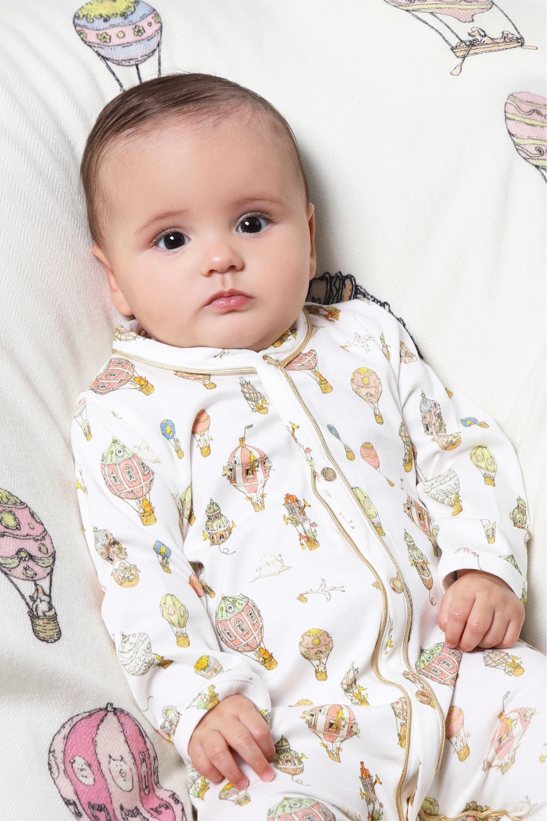 Atelier Choux Baby Classic Balloons Playsuit - Soft Organic Cotton Romper for Newborns & Infants - Perfect for Playdates, Photo Shoots & Special Occasions