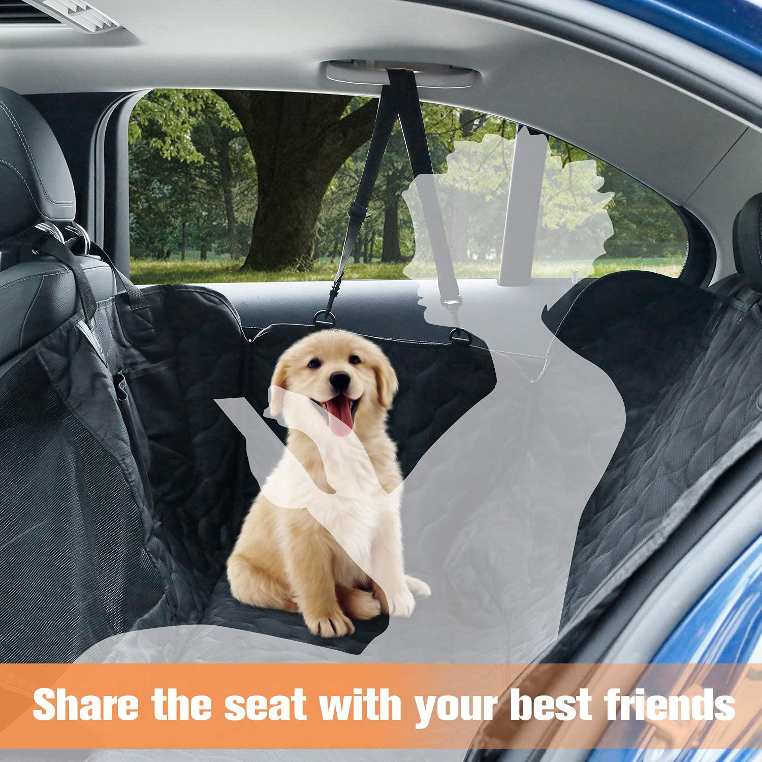 Waterproof PETICON Cargo Liner & Dog Car Seat Cover with Mesh Window & Bumper Flap Protection - Durable Pet Back Seat Protector for Cars, SUVs, Trucks | Perfect for Travel, Camping & Daily Pet Transportation