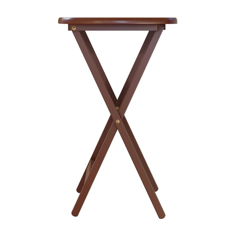 Pemberly Row 5-Piece Solid Wood Snack Table Set in Walnut - Transitional Style Coffee Table for Living Room, Patio & Small Spaces