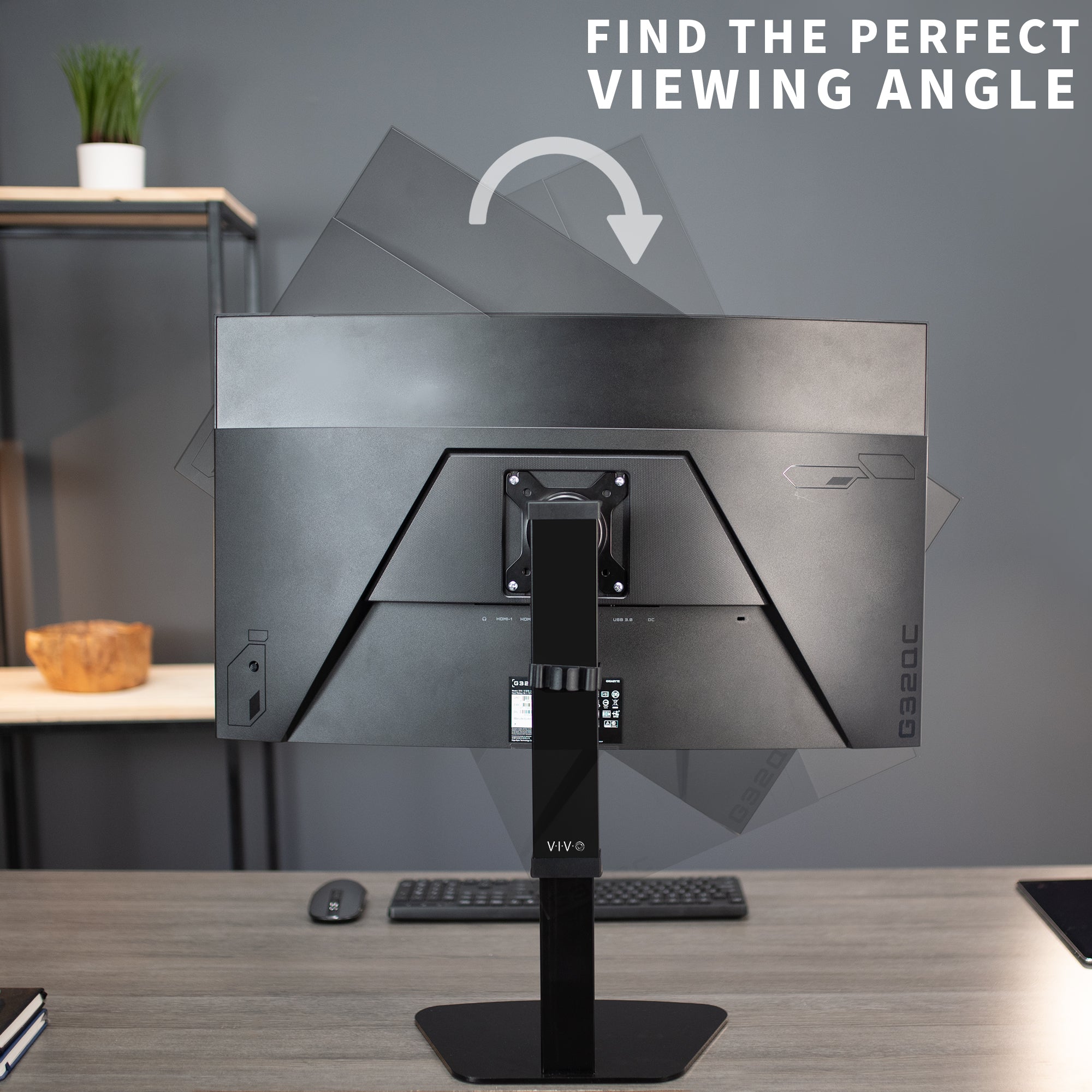 Adjustable Single Monitor Stand for 17 to 32 Inch Screens - Ergonomic Desk Mount with Height & Tilt Adjustment for Home Office, Gaming, and Workspace Setup