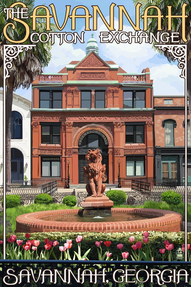 Savannah Georgia Cotton Exchange - 16x24 Gallery Quality Metal Wall Art, Aluminum Decor for Home & Office - Perfect for Southern Style Living Rooms, Offices & Historic Themed Spaces