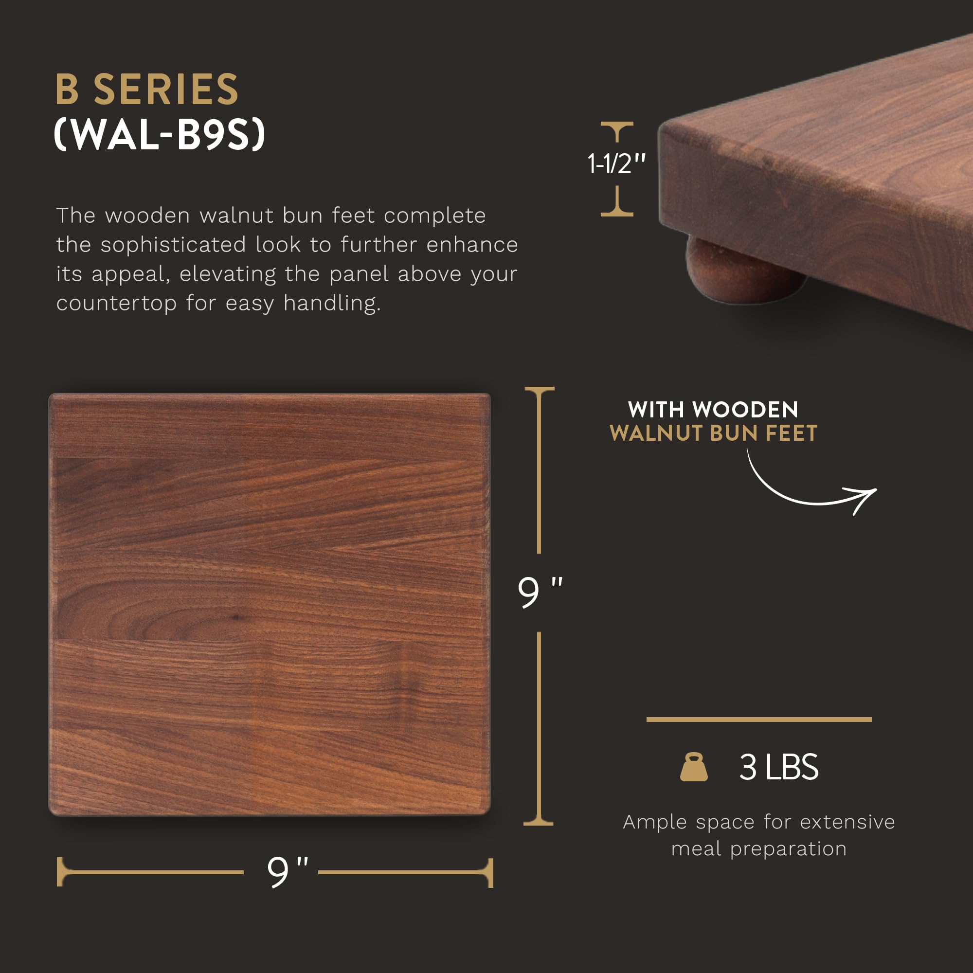 John Boos B Series Walnut Wood Cutting Board with Feet - 9