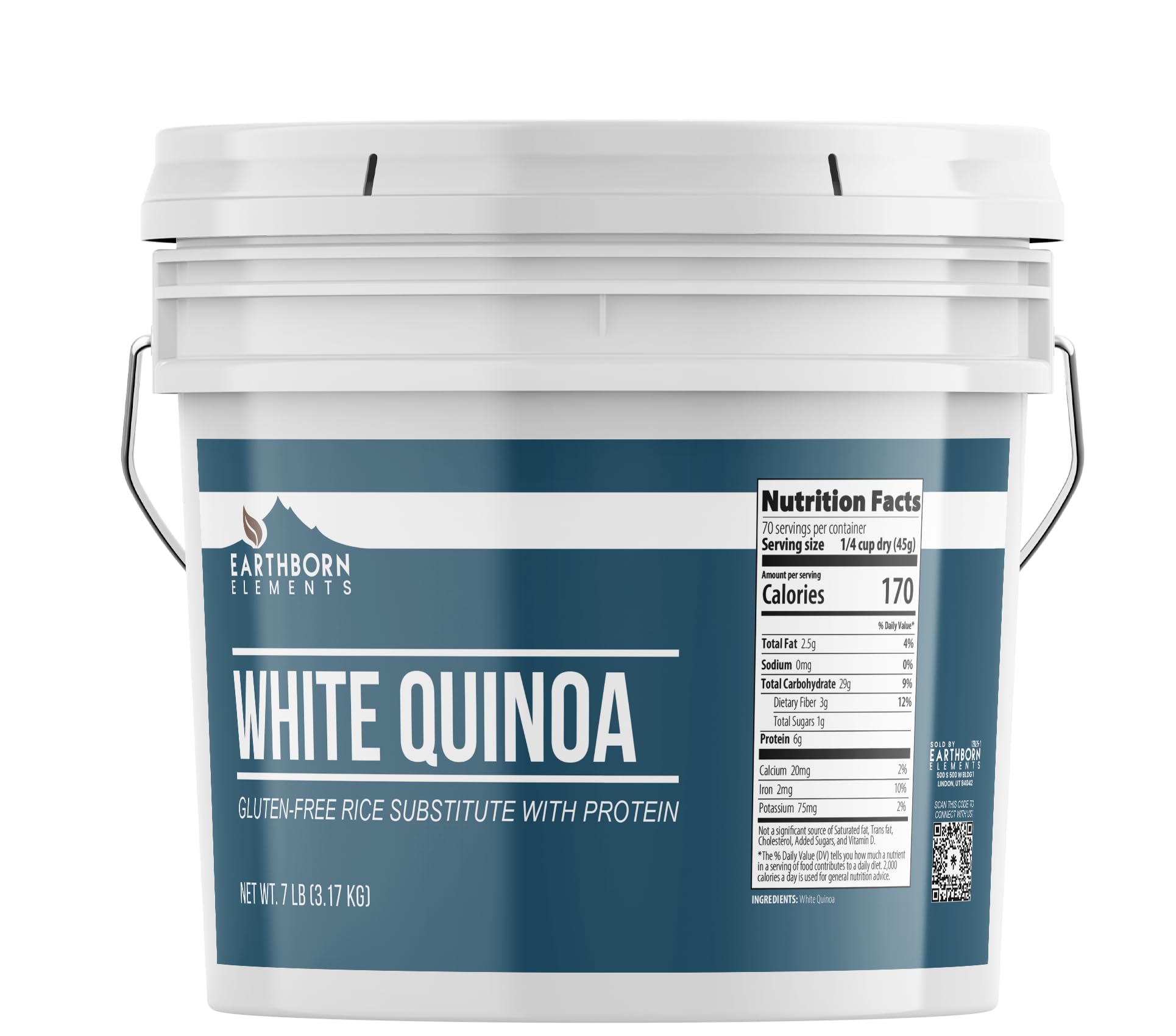 Organic White Quinoa - 1 Gallon Bulk (3.78L) | Gluten-Free, Raw, Vegan Superfood | Resealable Bucket for Freshness | Perfect for Salads, Meal Prep & Healthy Cooking