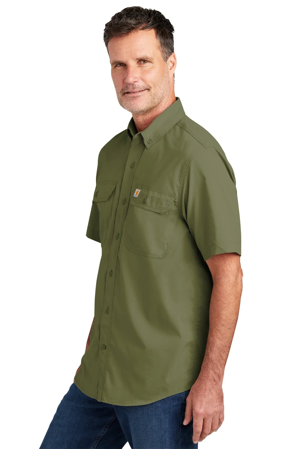 Carhartt Force Solid Custom T-Shirts for Men - Durable Workwear in Burnt Olive - Perfect for Construction, Outdoor Labor & Casual Wear