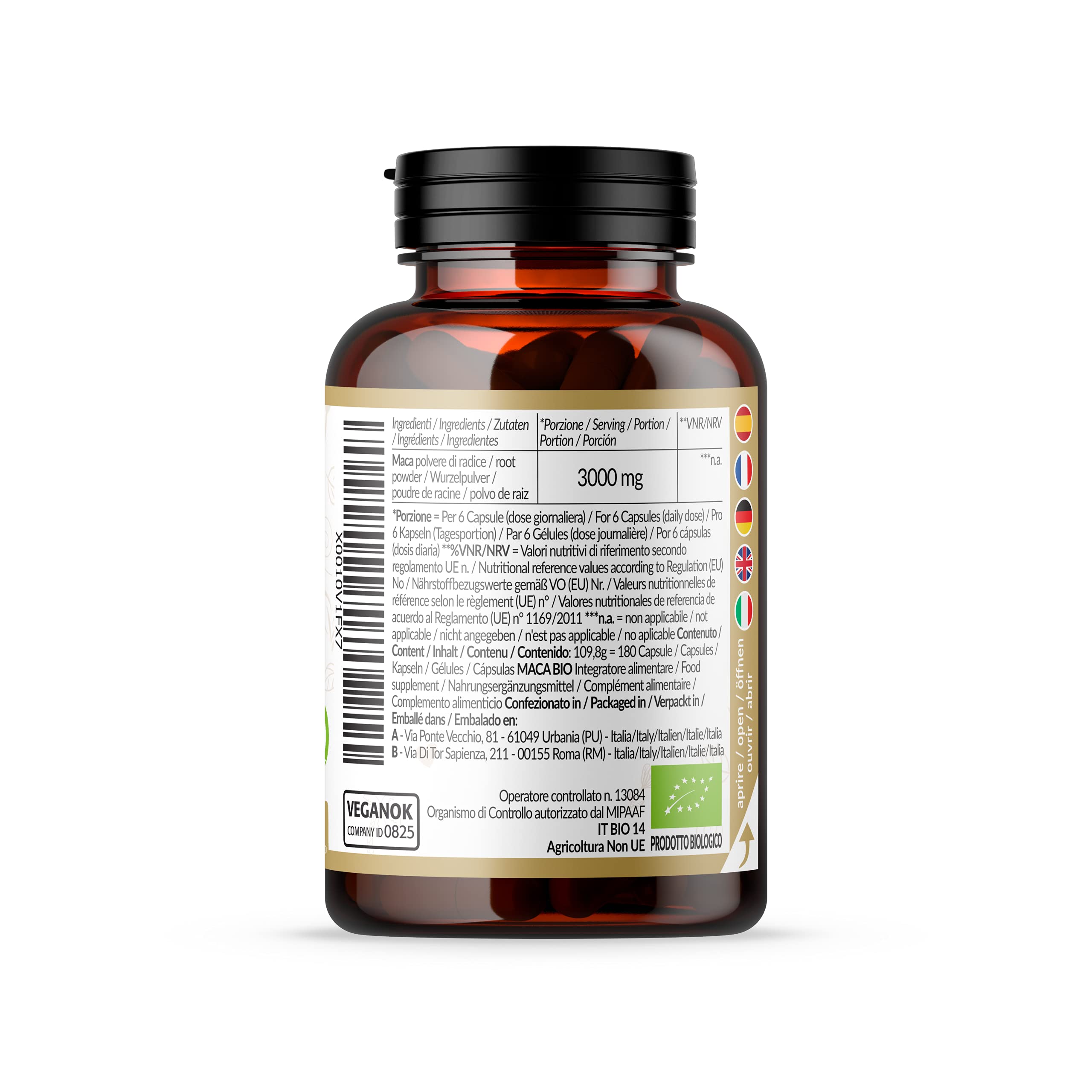 Organic Peruvian Maca Root 500mg Capsules - 180 Count, Gelatinized, Pure & Natural, Made in Peru - Supports Energy, Stamina & Hormonal Balance - Perfect for Athletes, Busy Professionals & Wellness Enthusiasts