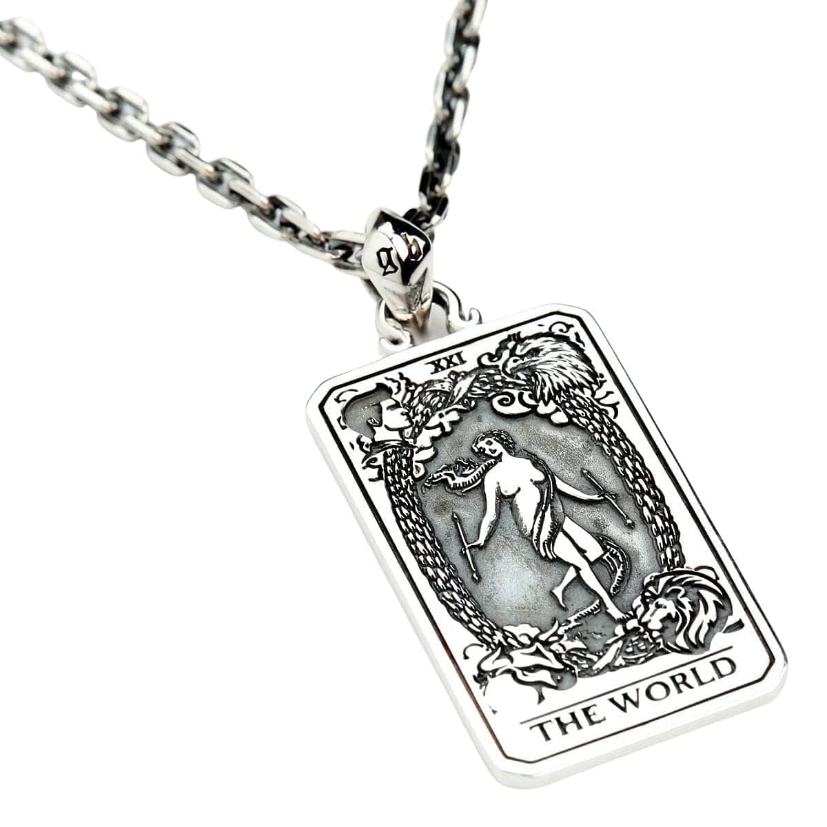 Authentic World Tarot Card Sterling Silver Pendant Necklace - Perfect for Spiritual Healing, Meditation & Jewelry Gifts