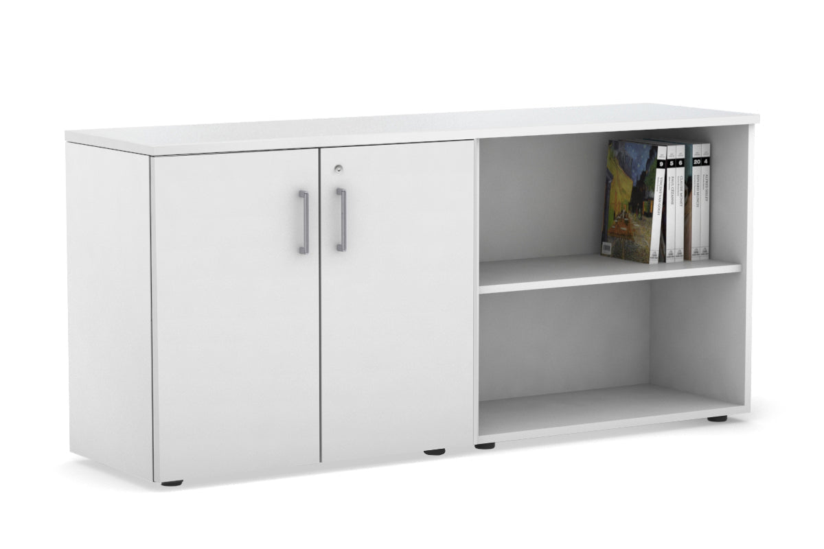 Small 2-Door Open Storage Unit Cabinet - 1600W x 750H x 450D - Compact Organizer for Office, Closet, or Garage Storage
