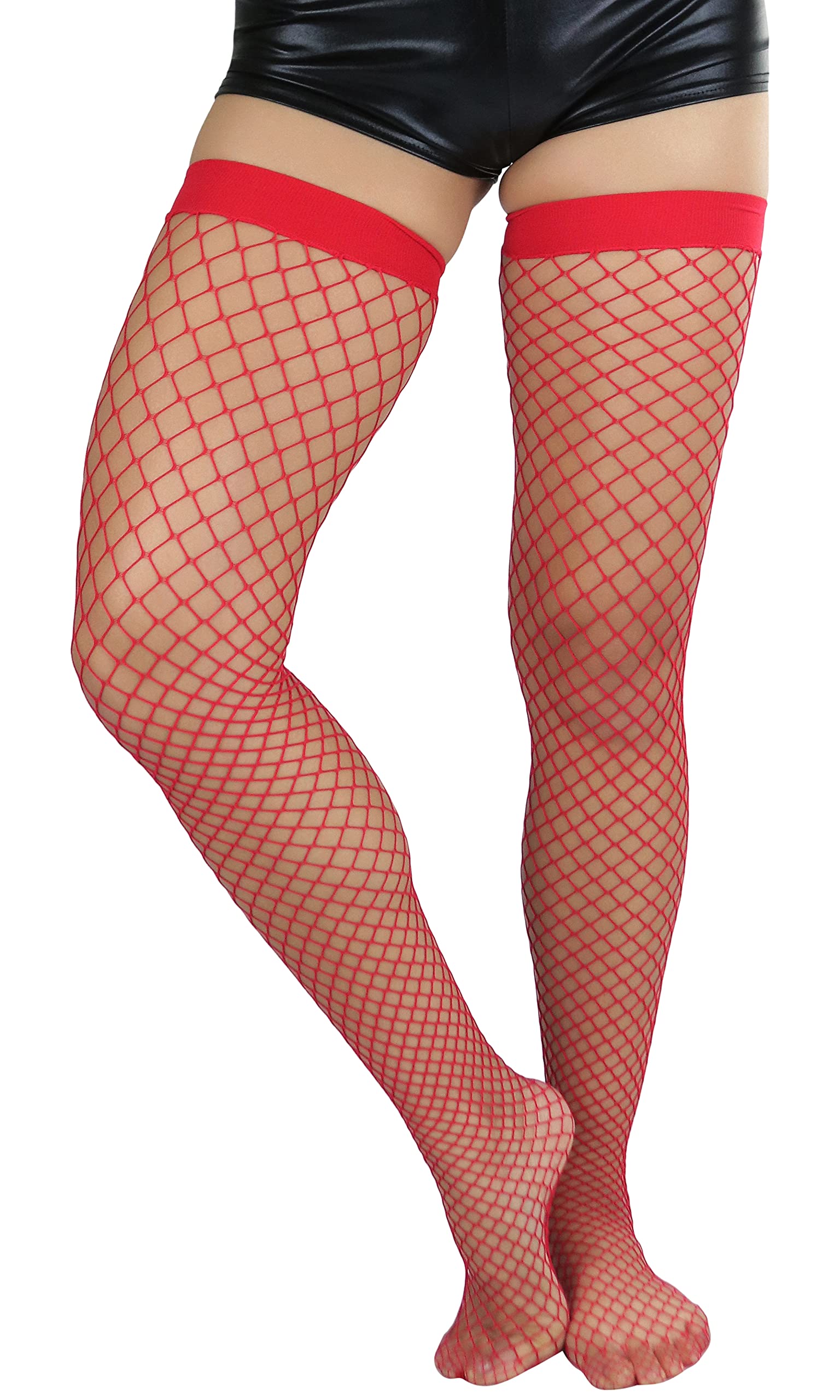 ToBeInStyle Women’s Bright & Vibrant Fishnet Thigh High Stockings - Sexy Sheer Tights for Cosplay, Halloween & Night Out
