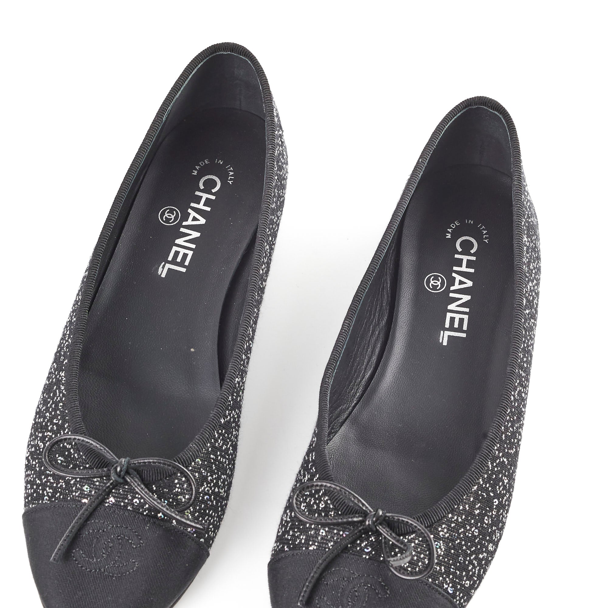 Chanel Black Sequin Ballet Flats for Women Size 40 - Elegant Evening Shoes for Parties & Special Occasions