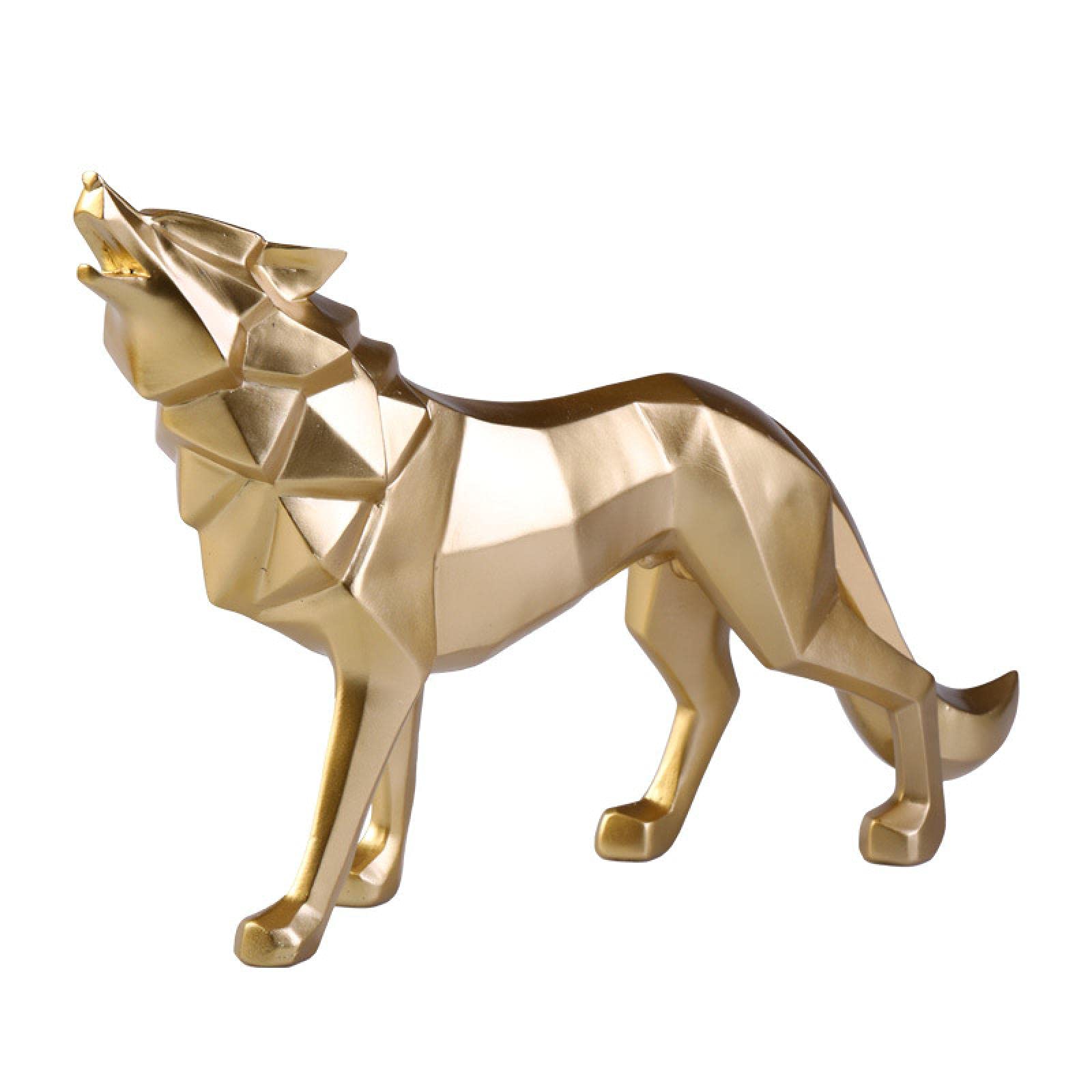ZSQZJJ Geometric Wolf Statue - Handcrafted Resin Figurine for Home & Office Decor, Unique Living Room & Desk Decoration | Perfect Gift for Animal Lovers & Modern Interior Design